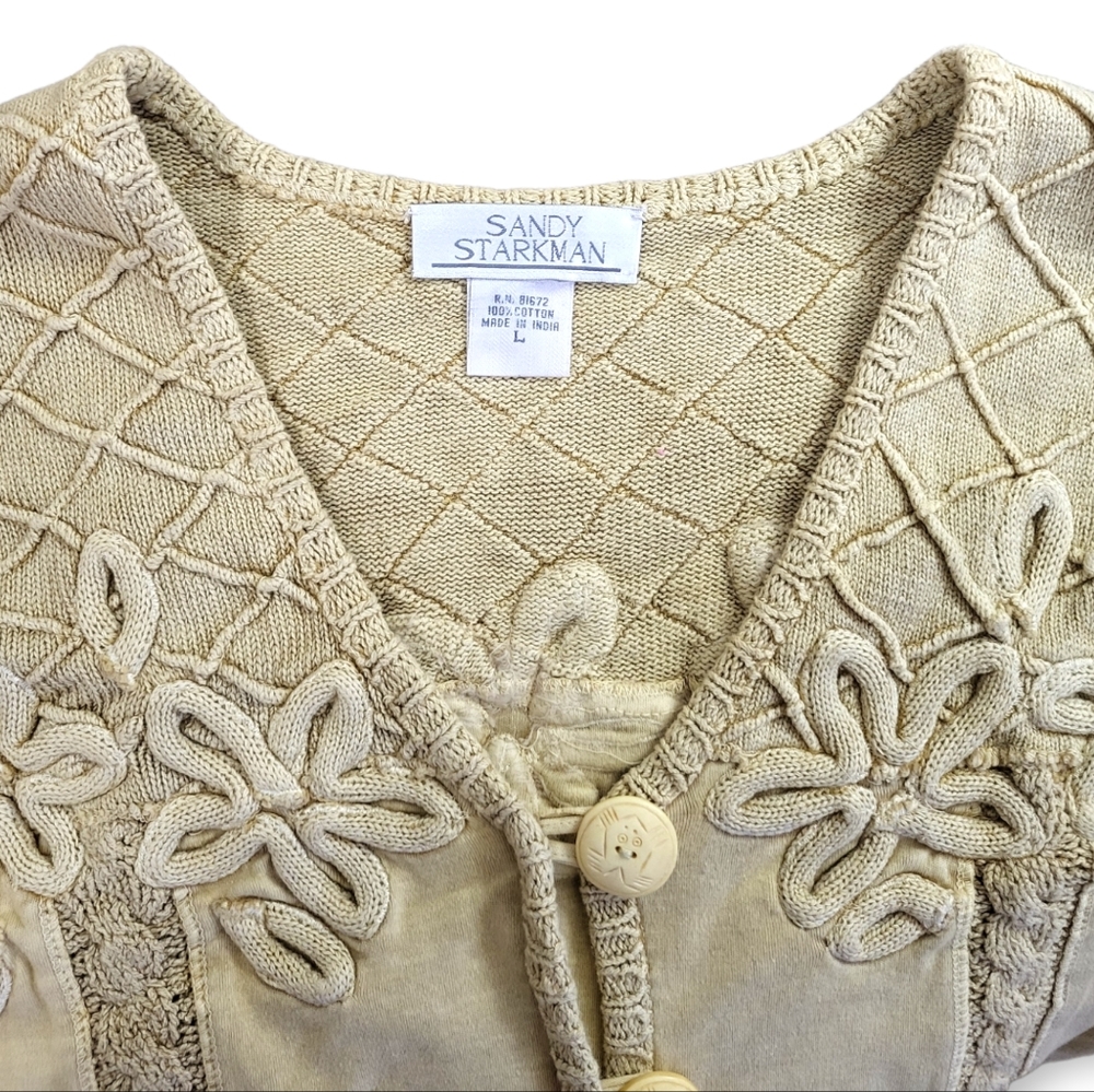 Sandy Starkman Boho Button Front Patchwork Top Ve… - image 5